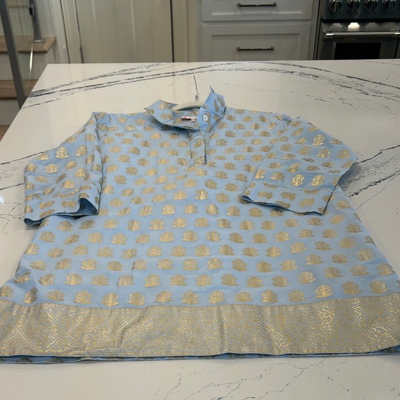 Blue and Gold Patterned Tunic Dress - Picture 11 of 13